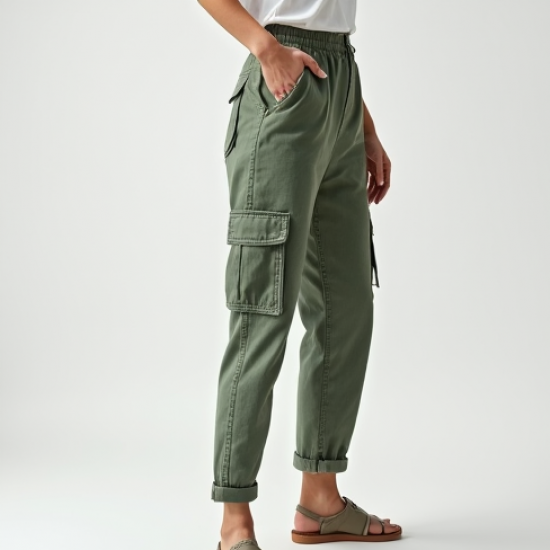 Sage Green Gingham Square Neck Cargo Pants