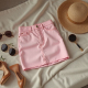 Pastel Pink Gingham Backless Denim Mini Skirt