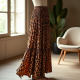 Retro Animal Print Tiered Pleated Maxi Skirt