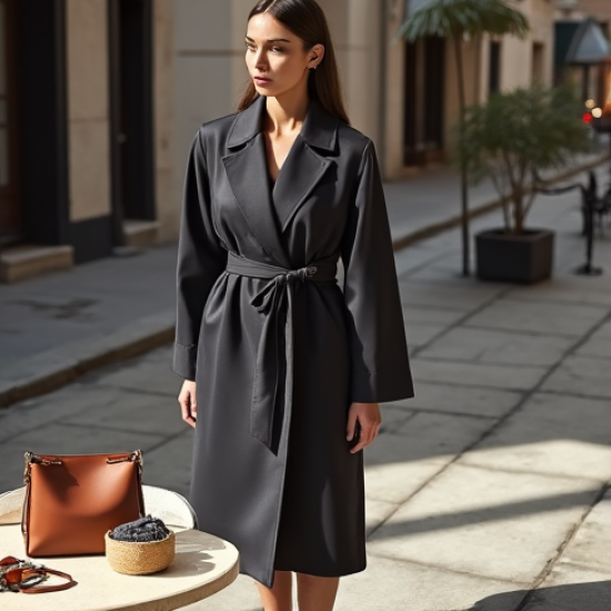 French Style Silk Wrap Front Coat