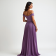 Lavender Off-Shoulder Velvet Pleated Maxi Skirt