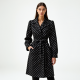 Midnight Black Polka Dot Puff Sleeve Trench Coat