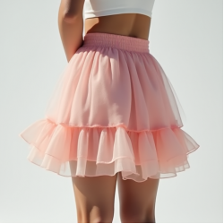 Pastel Pink Ruffled Organza Tennis Skirt