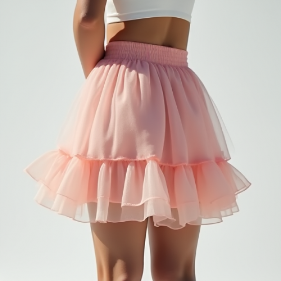 Pastel Pink Ruffled Organza Tennis Skirt