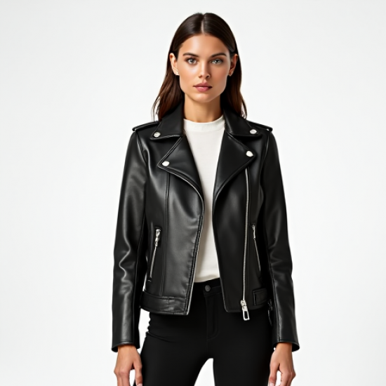 Romantic Polka Dot Button-Down Biker Jacket