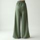 Sage Green Square Neck Satin Wide-Leg Pants
