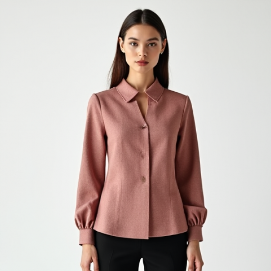 Dusty Rose Cut-Out Tweed Blouse