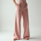 Pastel Pink Square Neck Satin High-Waisted Trousers