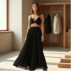 Modern Urban Cut-Out Chiffon Pleated Maxi Skirt