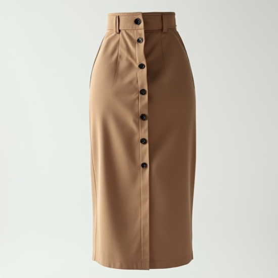 Oatmeal Chiffon Double-Breasted High-Waist Pencil Skirt