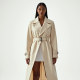 Ivory White Velvet Split Thigh Trench Coat