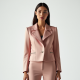 Pastel Pink Square Neck Satin Biker Jacket