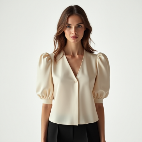 French Style Silk Puff Sleeve Top
