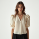 French Style Silk Puff Sleeve Top