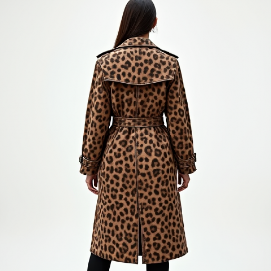 Romantic Animal Print Backless Trench Coat