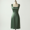 Sage Green Square Neck Satin Cocktail Dress