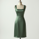 Sage Green Square Neck Satin Cocktail Dress