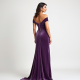 Lavender Off-Shoulder Velvet Evening Gown