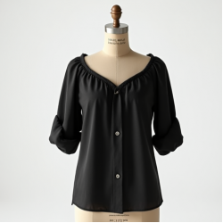 Midnight Black Linen Blend Off-Shoulder Blouse