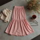 Pastel Pink Tiered Velvet Wrap Front Skirt