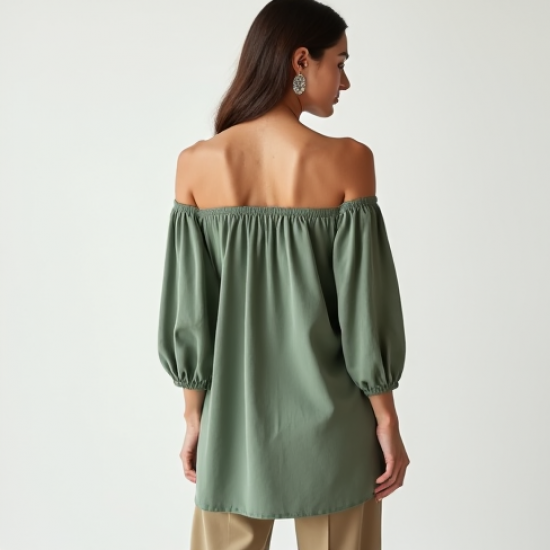 Sage Green Off-Shoulder Tunic