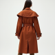 Terracotta Polka Dot Off-Shoulder Trench Coat