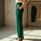 Emerald Green Silk High-Waisted Trousers