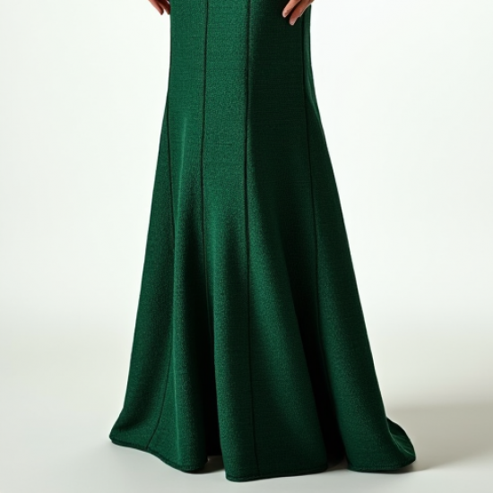 Emerald Green Houndstooth Cut-Out Evening Gown