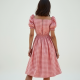 French Style Gingham Puff Sleeve Sundress