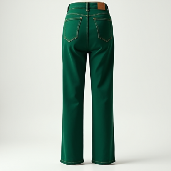 Emerald Green Silk Straight Jeans