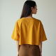 Mustard Yellow Double-Breasted Chiffon Graphic Tee