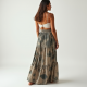 Korean Chic Abstract Print Split Thigh Tiered Boho Skirt