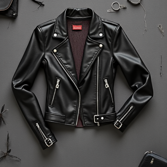 Romantic Polka Dot Button-Down Biker Jacket