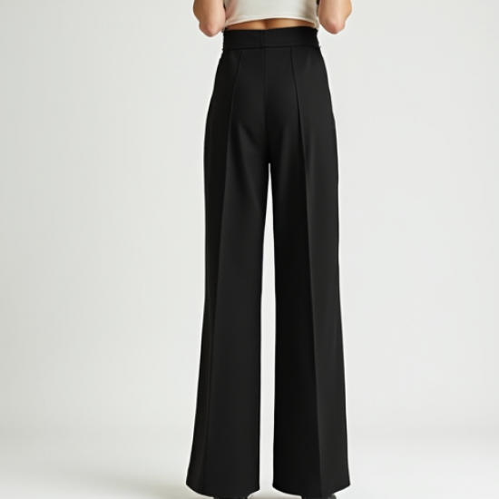 Classic Black Wrap Wide-Leg Pants