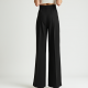Classic Black Wrap Wide-Leg Pants