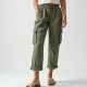 Sage Green Linen Blend V-Neck Cargo Pants