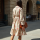 Boho Floral Print Tiered Trench Coat