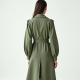 Sage Green Puff Sleeve Chiffon Trench Coat