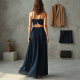Modern Urban Cut-Out Chiffon Pleated Maxi Skirt
