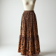 Retro Animal Print Tiered Pleated Maxi Skirt