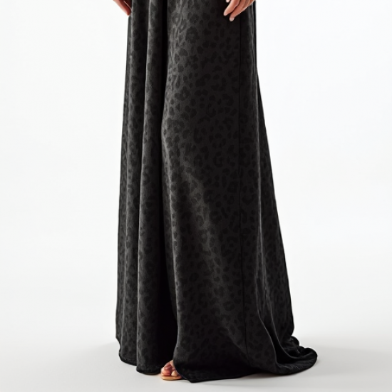 Midnight Black Animal Print Cut-Out Maxi Dress