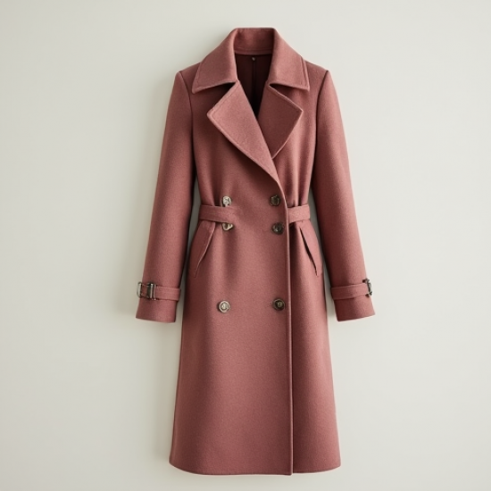 Dusty Rose Cut-Out Tweed Trench Coat