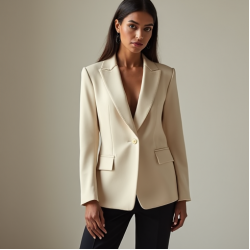 French Style Square Neck Silk Tailored Blazer
