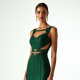 Emerald Green Houndstooth Cut-Out Evening Gown