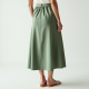 Sage Green Square Neck Satin Wrap Front Skirt