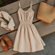 Oatmeal Gingham Smocked Babydoll Dress