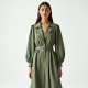 Sage Green Puff Sleeve Chiffon Trench Coat