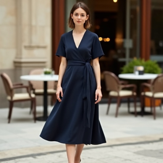 French Style Silk Wrap Dress