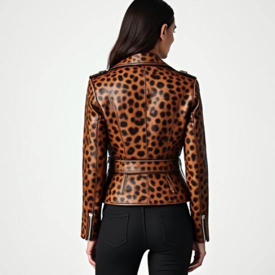 Romantic Animal Print Belted Biker Jacket