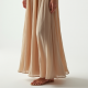 Oatmeal Chiffon Off-Shoulder Pleated Maxi Skirt